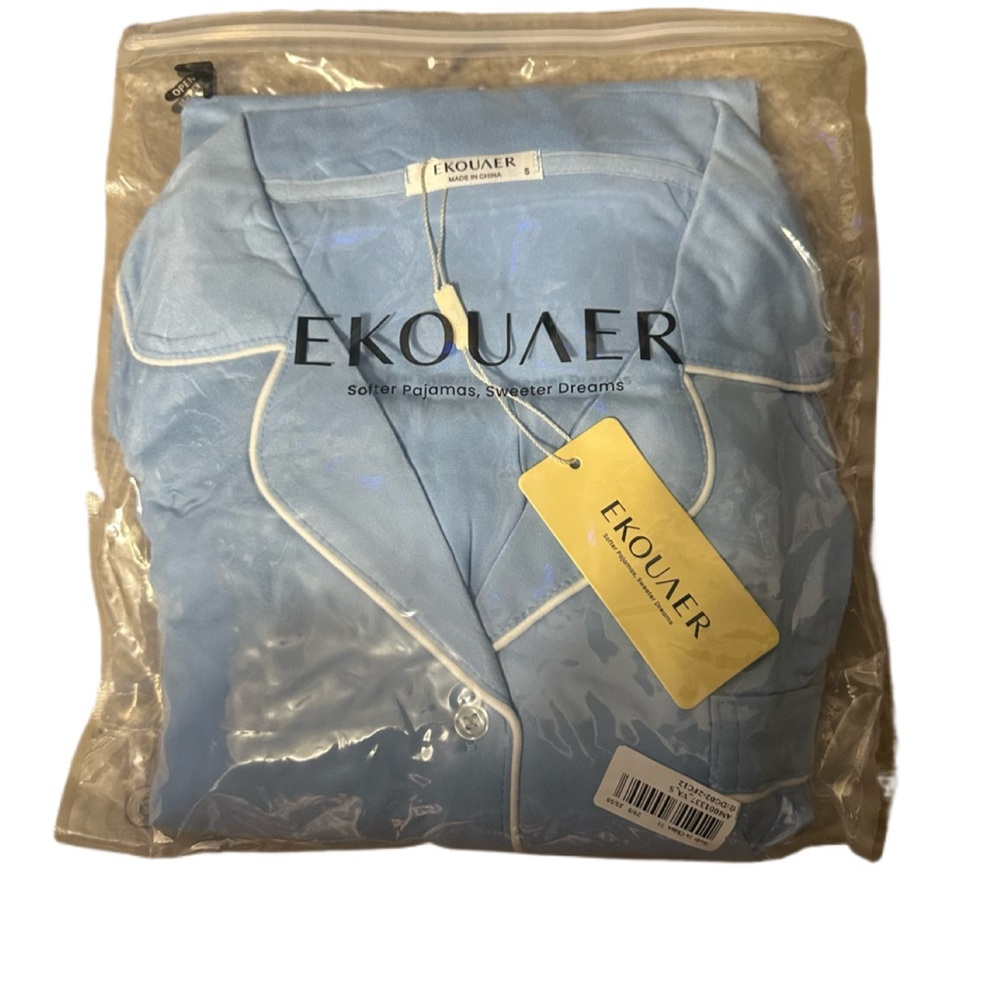 Ekouaer Women's Long Sleeve Sleepwear/SIZE:S/Light Blue/NWT - Picture 6 of 9